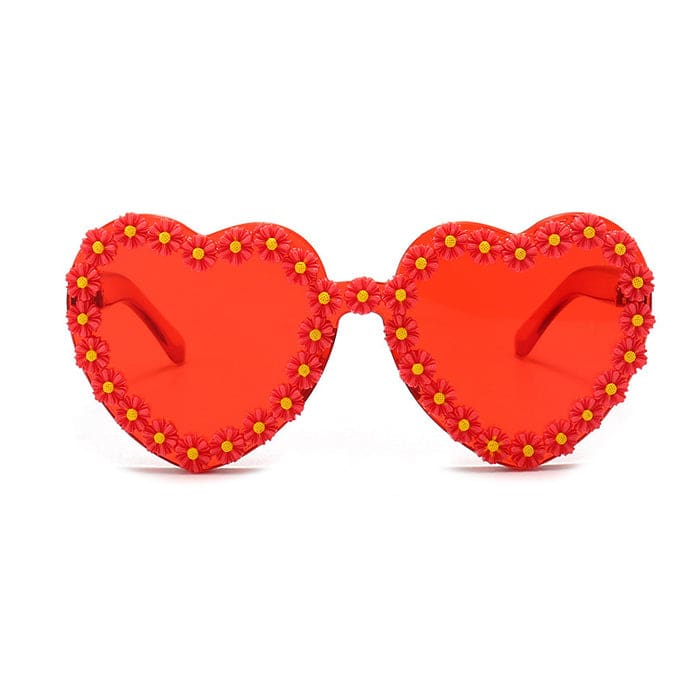 Daisy Heart Sunglasses - Standart / Red - Glasses