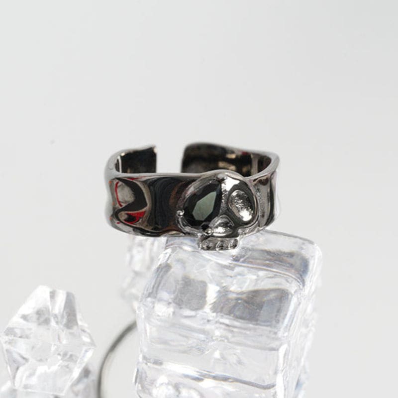 Dark Romance Gothic Adjustable Couple Rings KI106 - Black /