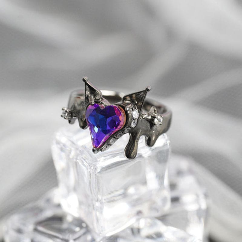 Dark Romance Gothic Adjustable Couple Rings KI106 - Purple