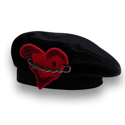 Elegant Black Heart Beret SpreePicky