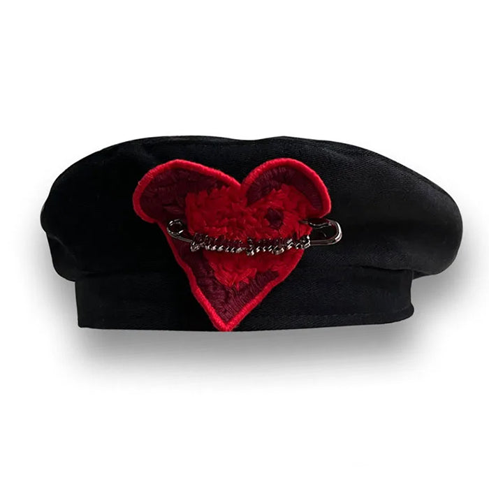 Elegant Black Heart Beret SpreePicky