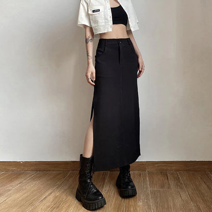 Dark Black Aesthetic Long Skirt Boogzel Clothing