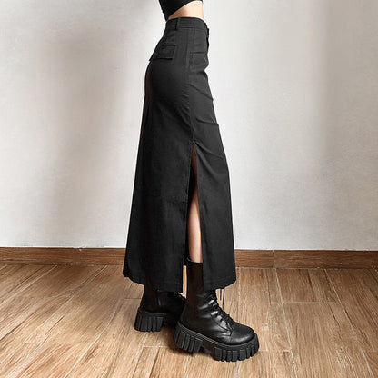 Dark Black Aesthetic Long Skirt Boogzel Clothing