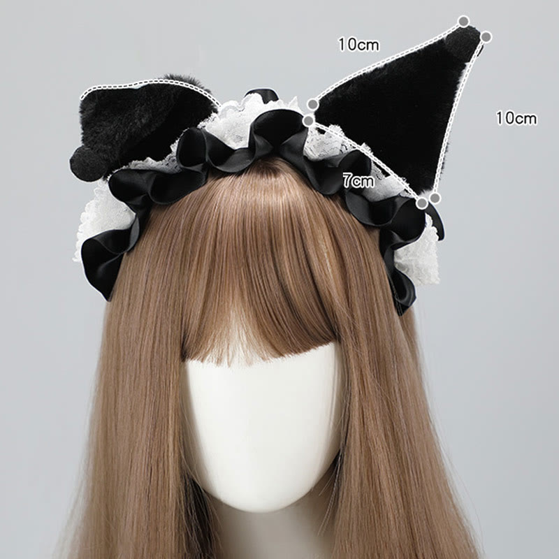 Kawaii Bunny Velvet Lace Lolita Headband modakawa