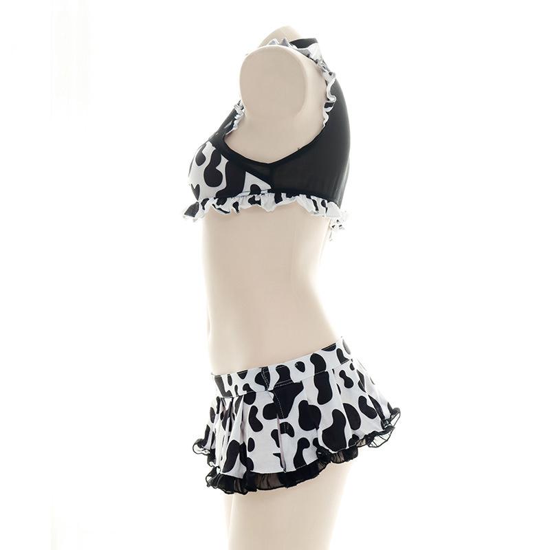 Sweet Maid Cow Print Cutout Lingerie Suit Modakawa