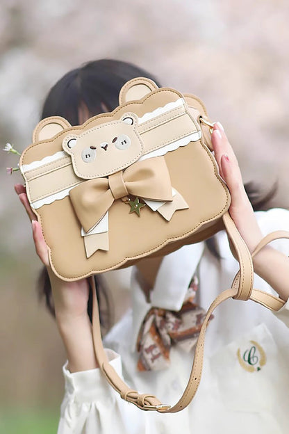 Brown Bowknot Bear Crossbody Bag SpreePicky