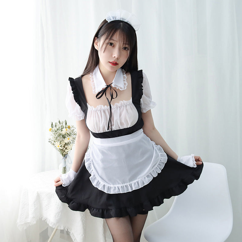 Sexy Ruffle Maid Dress Nightdress Lingerie Set Modakawa