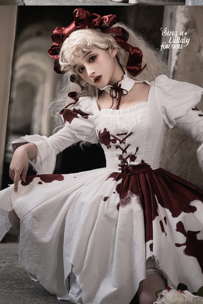 Halloween Gothic Lolita Blood Stained Lolita Dress Sing a lullaby for you