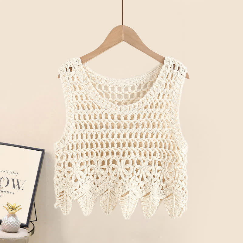 Hollow Out Crochet Crop Top Cami Top Cargo Pants modakawa