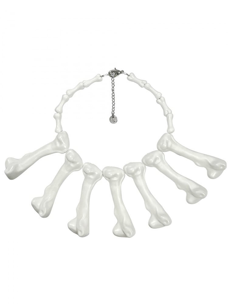 Halloween White Gothic Punk Bones Necklace mySite