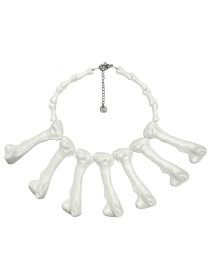 Halloween White Gothic Punk Bones Necklace mySite