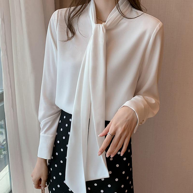 Elegant Stand-Up Collar Bow Loose Shirt Modakawa