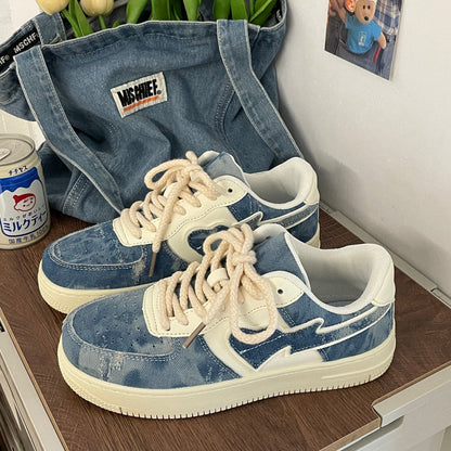 Denim Heart Aesthetic Sneakers Boogzel Clothing