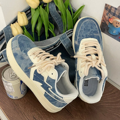 Denim Heart Aesthetic Sneakers Boogzel Clothing