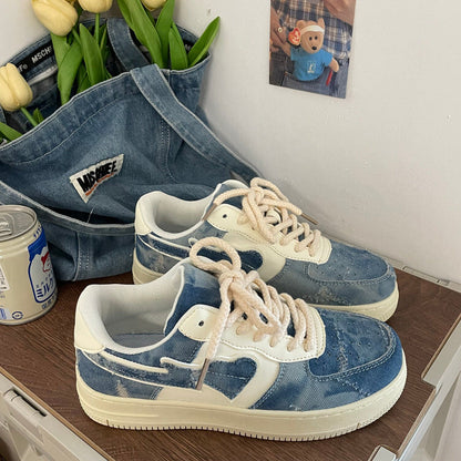 Denim Heart Aesthetic Sneakers Boogzel Clothing