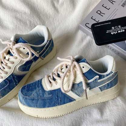 Denim Heart Aesthetic Sneakers Boogzel Clothing