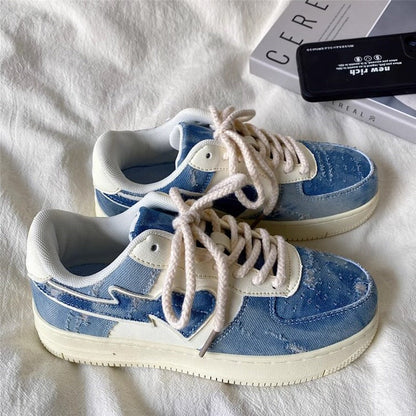 Denim Heart Aesthetic Sneakers Boogzel Clothing