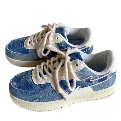 Denim Heart Aesthetic Sneakers Boogzel Clothing