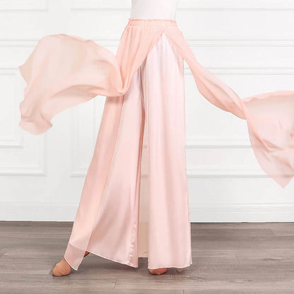 Flowy Chiffon Split Wide Leg Pants modakawa