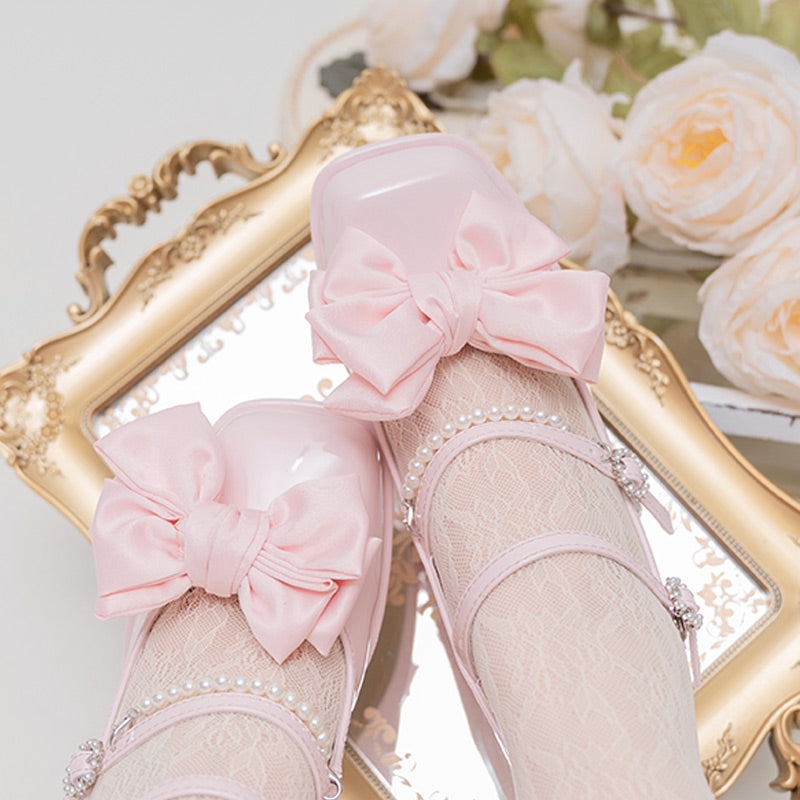 Kawaii Bow Knot Mary Janes Lolita High-heeled Shoes Modakawa