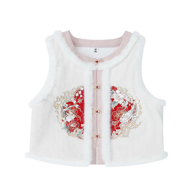 Cute Rabbit Cardigan Vest Split Cheongsam Dress modakawa