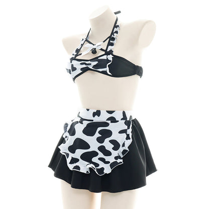 Sexy Maid Cow Print Lingerie Suit Modakawa