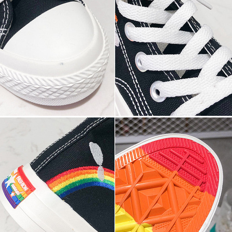 Stylish Rainbow Print High Top Canvas Shoes modakawa