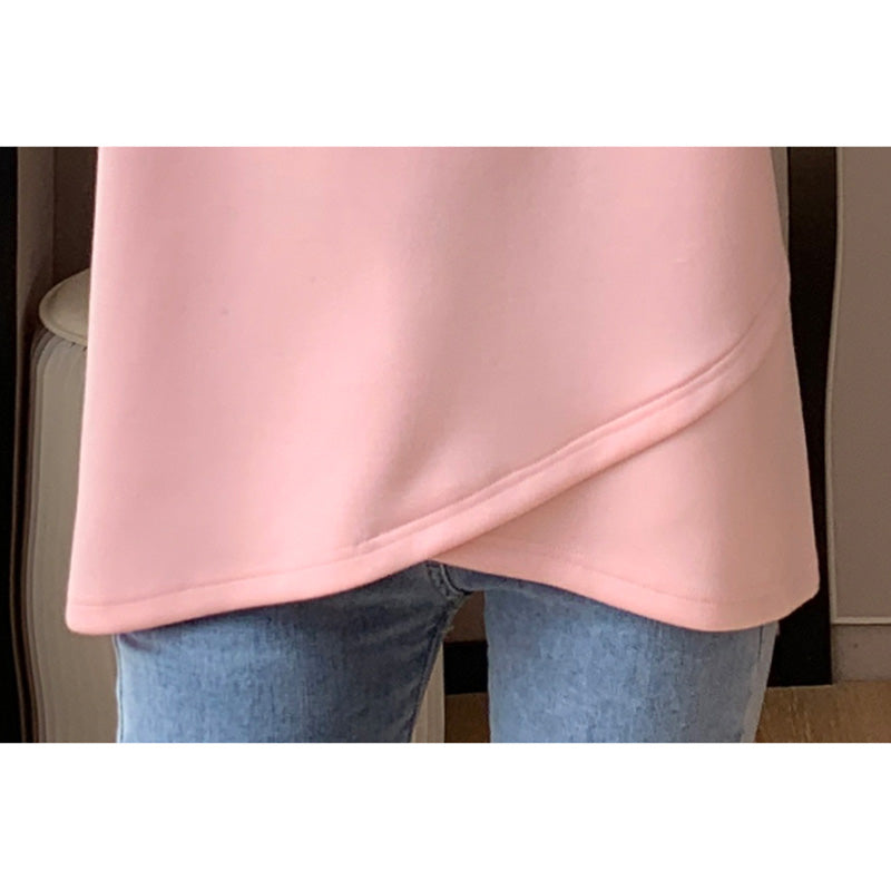 Pink Embroidery Round Collar Sweatshirt Modakawa