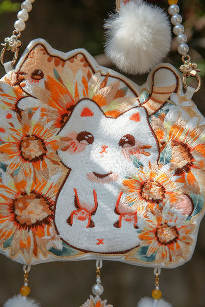 Multi-Color Sunflower Cat Crossbody Bag SpreePicky