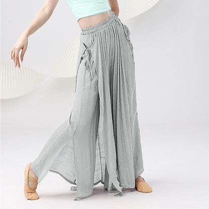 Vintage Flowy Split Wide Leg Casual Pants modakawa