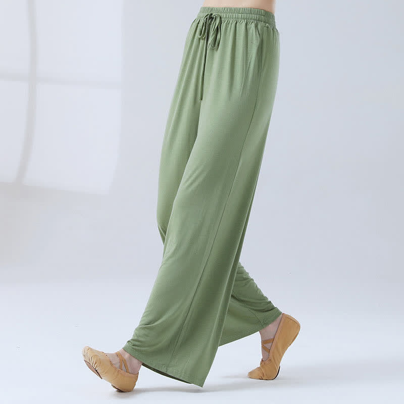 Elegant High Waist Lace Up Flowy Wide Leg Casual Pants modakawa