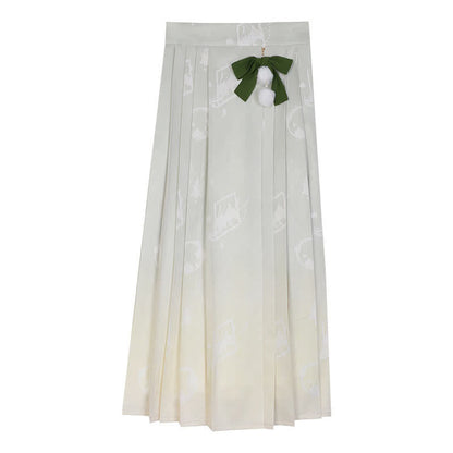 Vintage Vest Chiffon T-Shirt Pleated Skirt modakawa