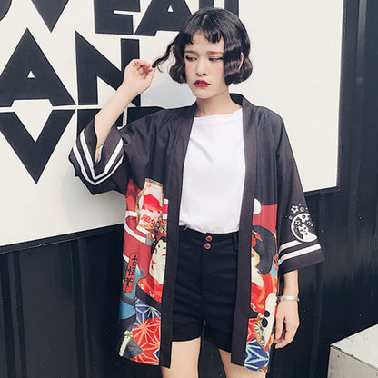 Vintage Ainme Character Print Cardigan Shirt modakawa