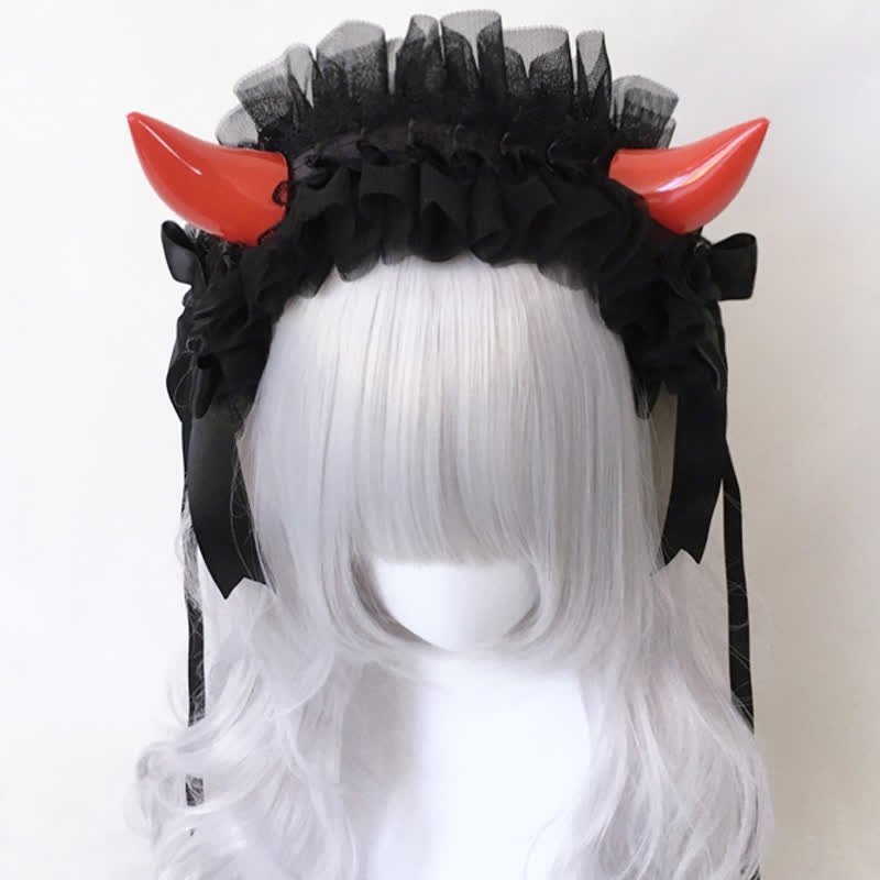 Dark Demon Horn Lace Hair Accessory modakawa