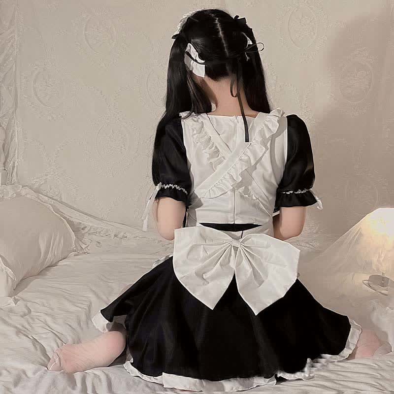 Cosplay Maid Square Collar Bow Knot Lingerie Dress Modakawa