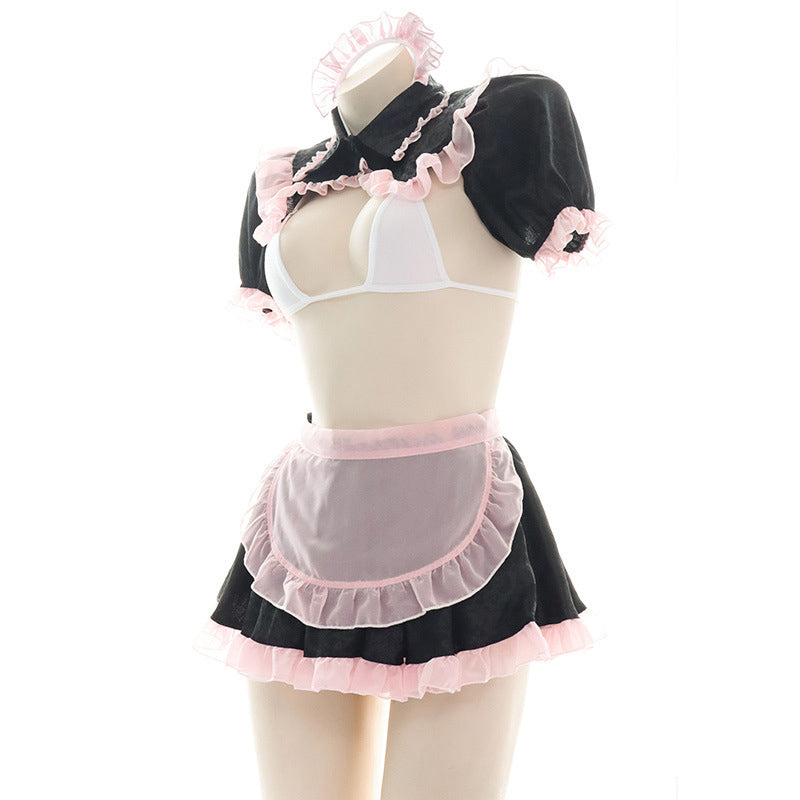 Cute Pink Lace Maid Lingerie Set modakawa