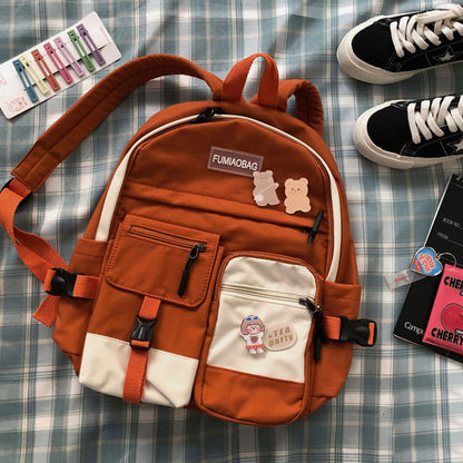 Stylish Color Block College Style Backpack Modakawa