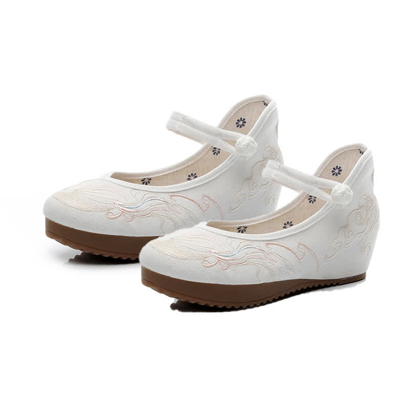 Elegant Cloud Embroidery Canvas Flats Shoes modakawa