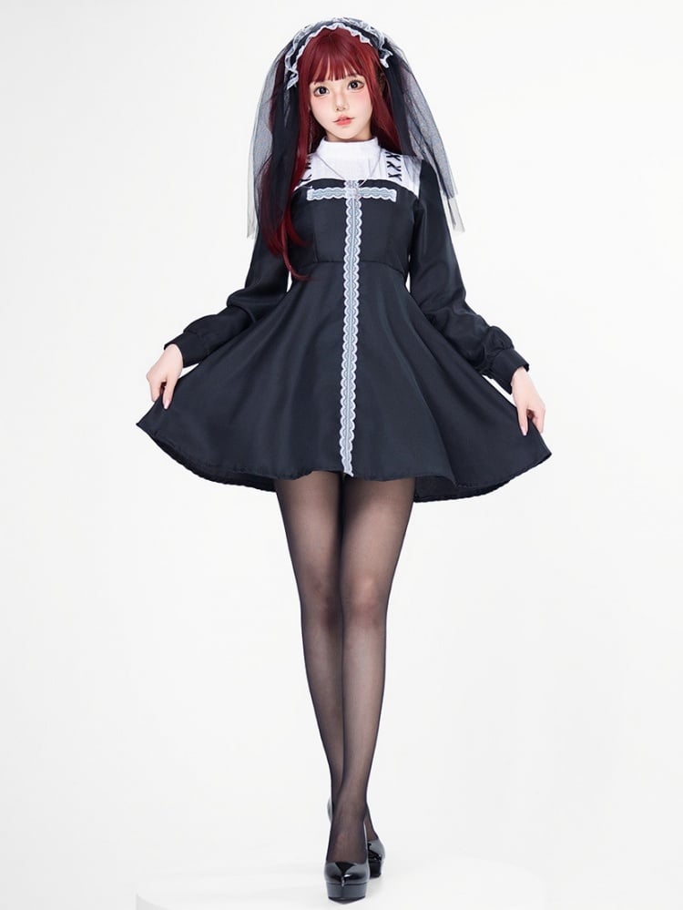 Halloween Gothic Nun Elegant Dress Costume mySite