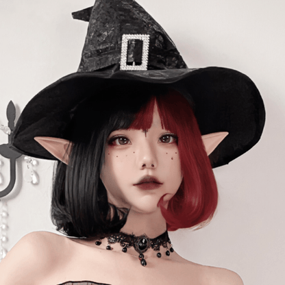 Vampire Clown Colorblock Short Straight Wig With Neat Bangs modakawa