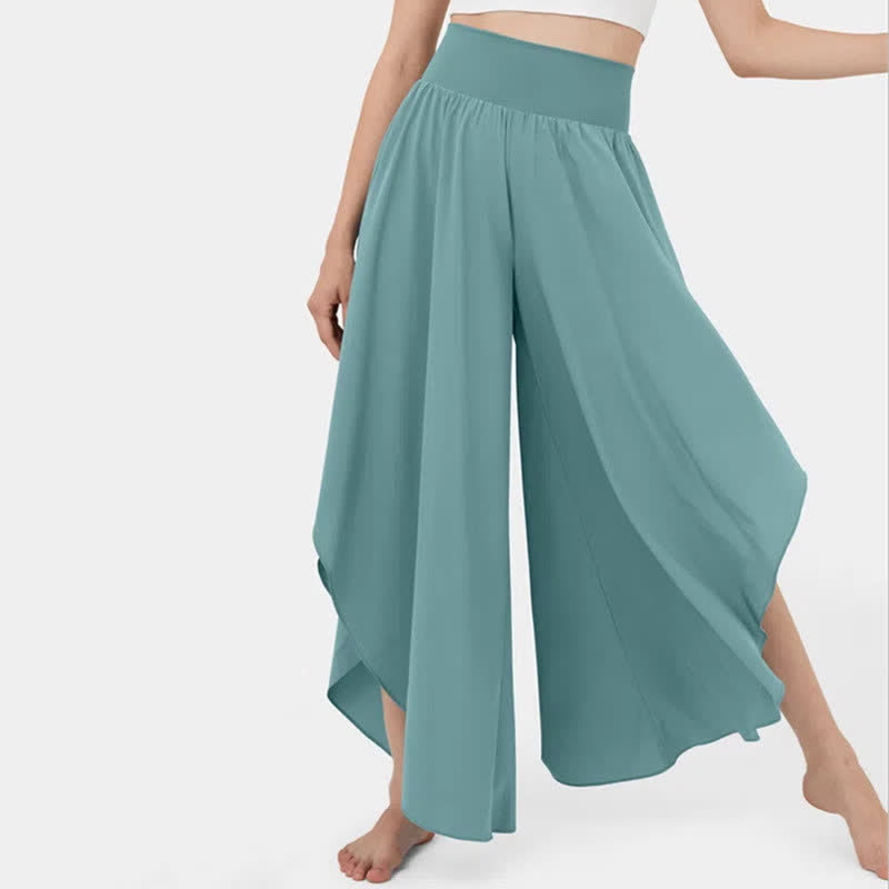 Irregular High Waist Flowy Wide Leg Casual Pants modakawa