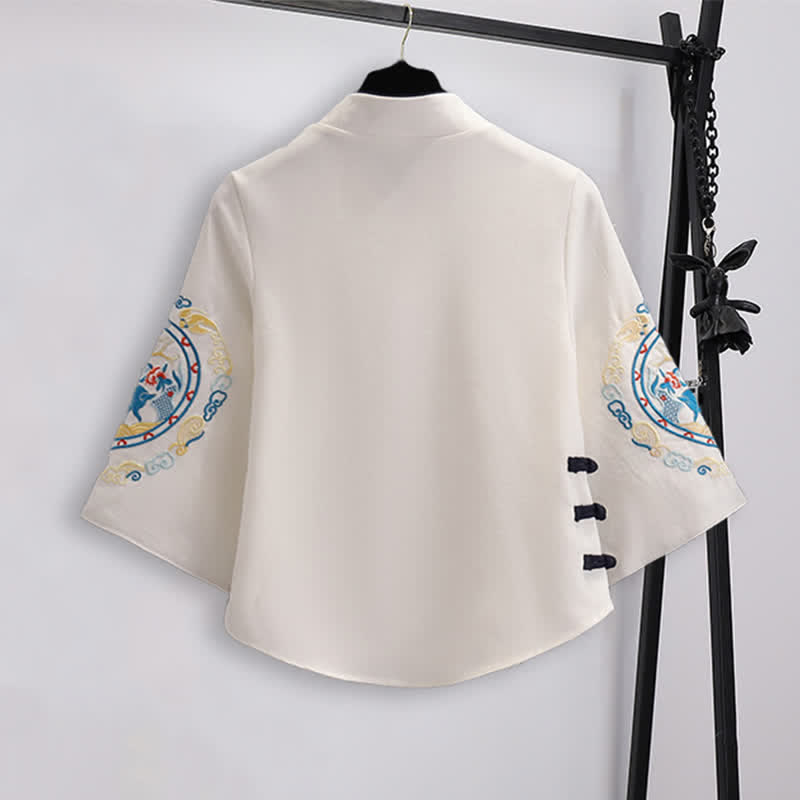 Elegant Deer Embroidery Buckle Shirt Skirt modakawa