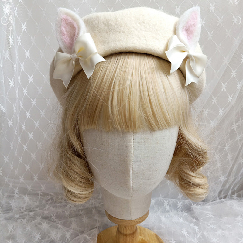 Cute Woolen Bow Beret Warm modakawa