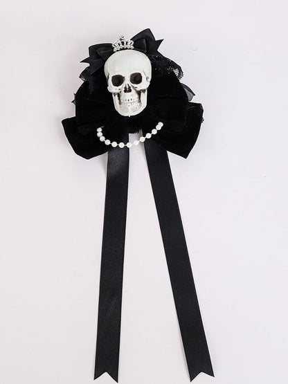 Rhinestoned Crown Black Halloween Skeleton Hairclips mySite