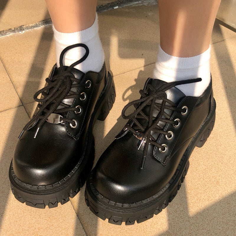 Black Chunky JK Mary Janes Shoes modakawa