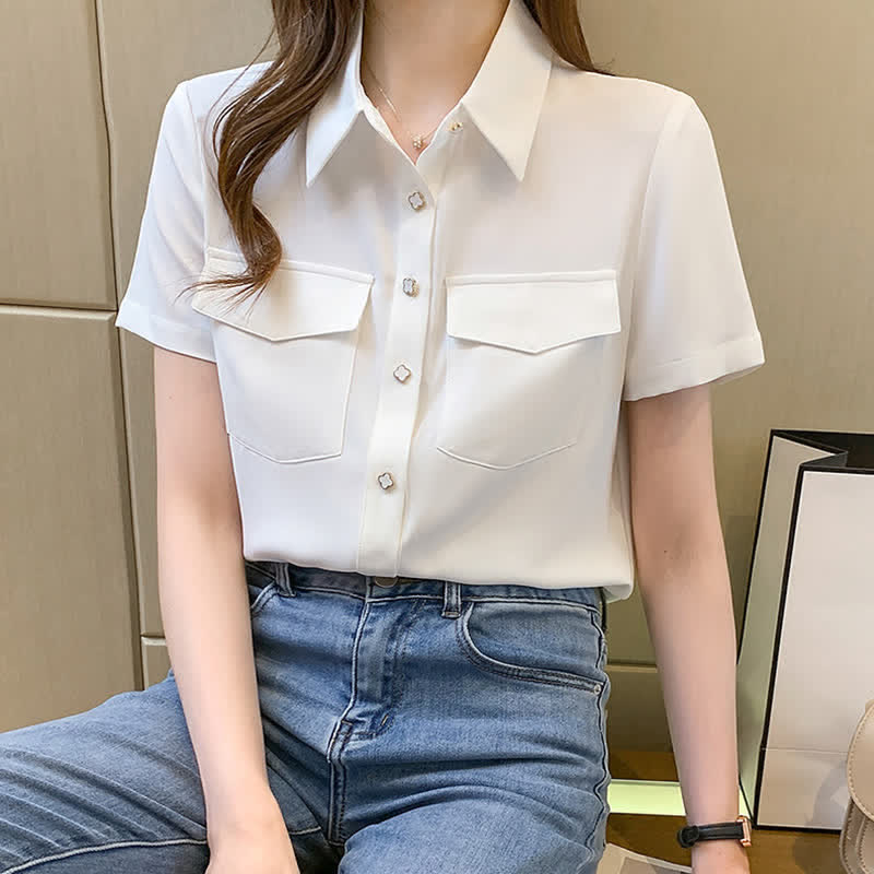 White Double Pockets Shirt modakawa