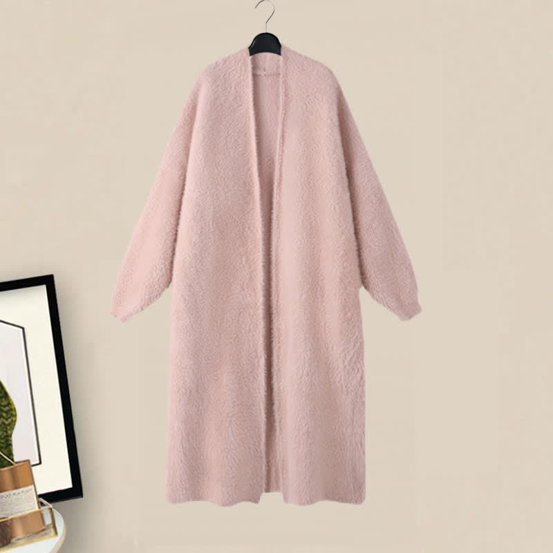 Pink Long Cardigan Sweater Outerwear Flouncing Slip Dress modakawa