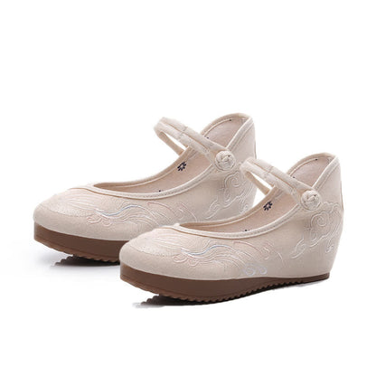 Elegant Cloud Embroidery Canvas Flats Shoes modakawa