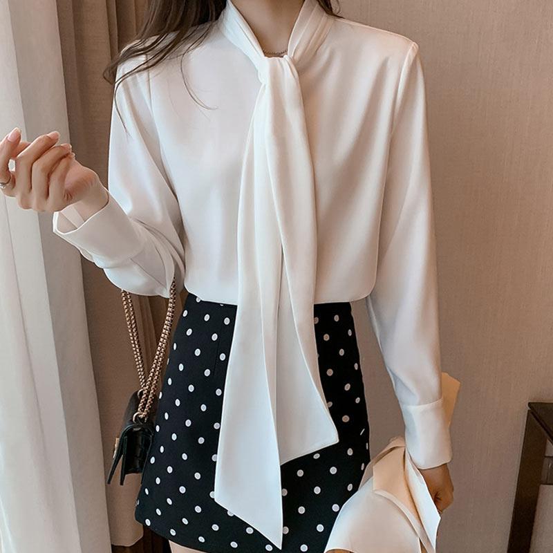 Elegant Stand-Up Collar Bow Loose Shirt Modakawa