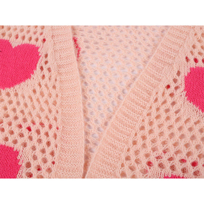 Love Heart Hollow Out Cardigan Flouncing Dress modakawa